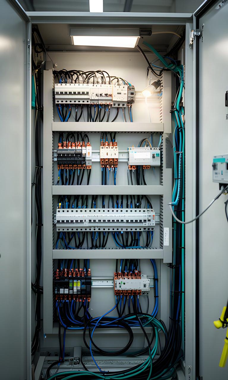 Cuadro eléctrico industrial abierto con cableado identificado durante una revisión técnica